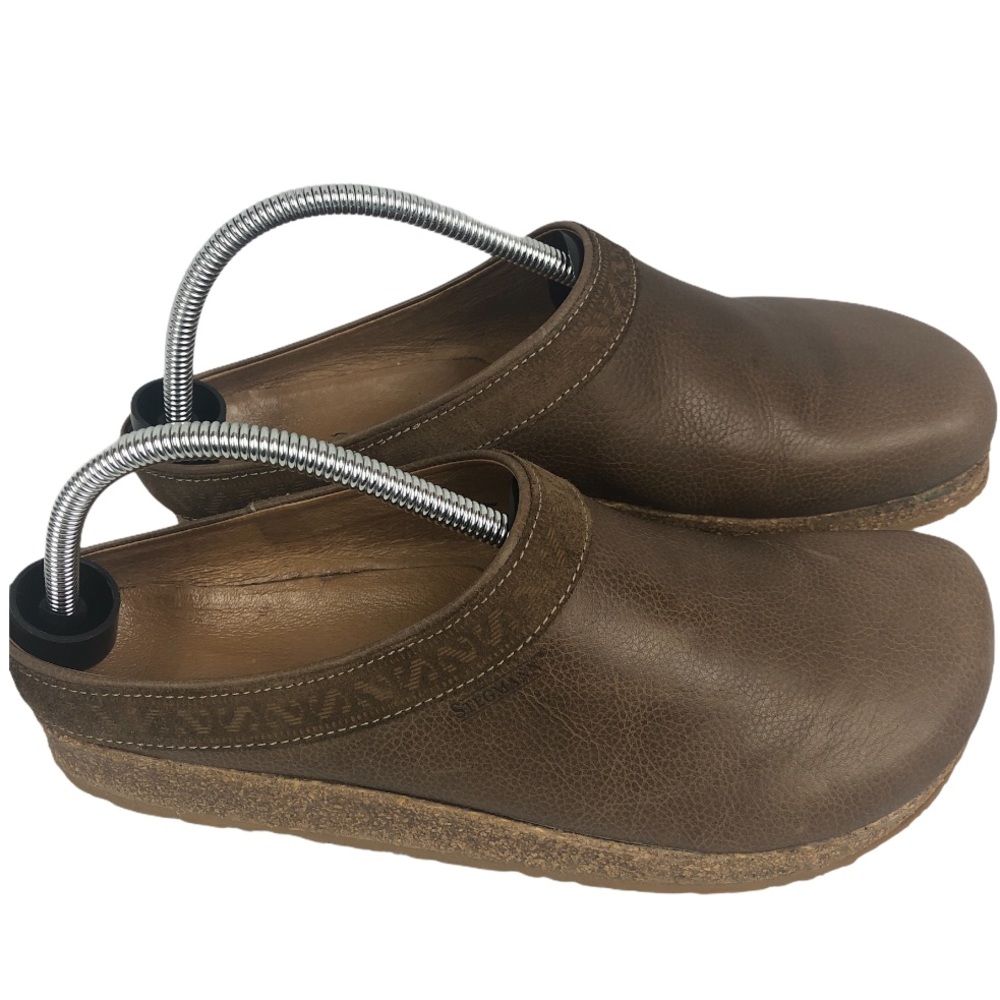 Men’s leather Stegmann clog mules brown sz 9 EUC